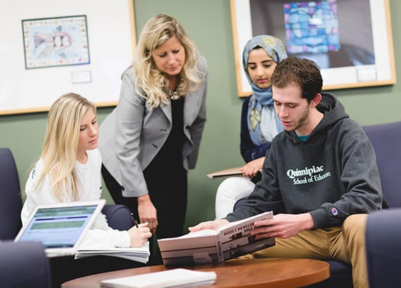 Students collaborate in a classroom