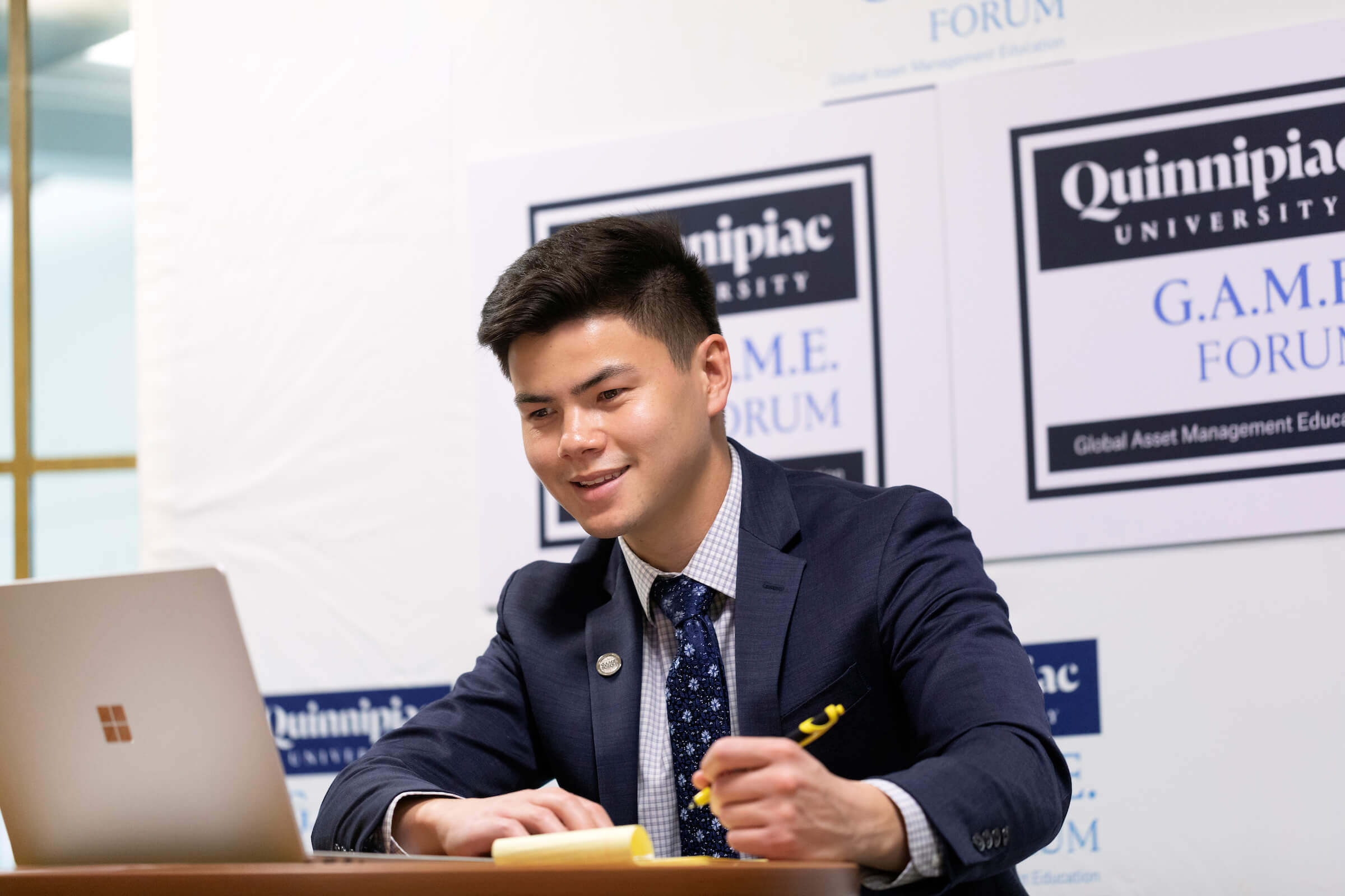 A student uses a computer