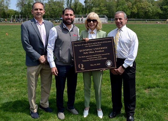 President Judy Olian celebrates Quinnipiac’s partnership with the North Haven community