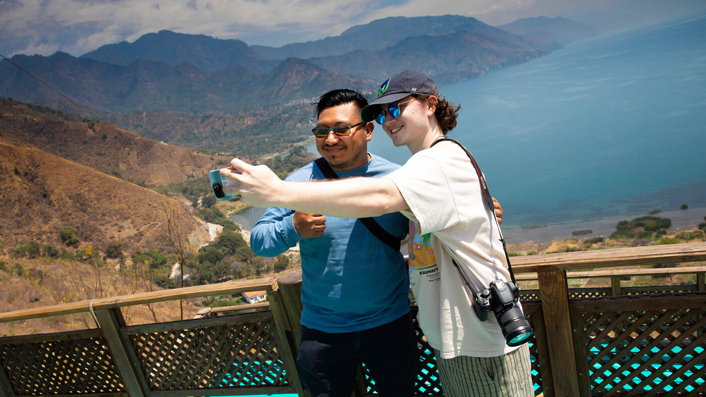 School of Communications graduate students take a photo together in Guatemala.