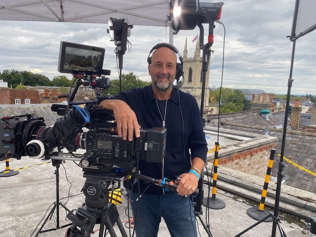 Lawrence Lafferty with his broadcasting equipment