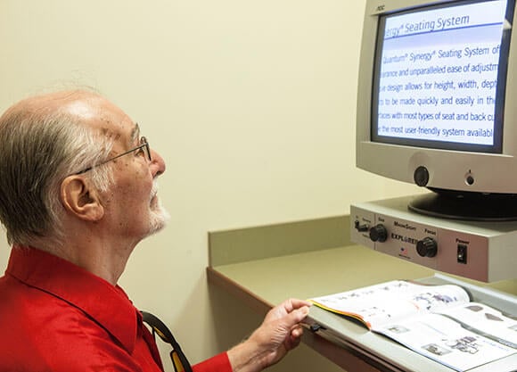 Patient at the Lions’ Low Vision Center at Quinnipiac.