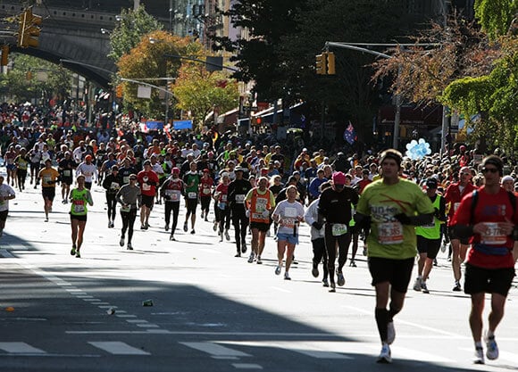 Shot of runners in the New York City Marathon