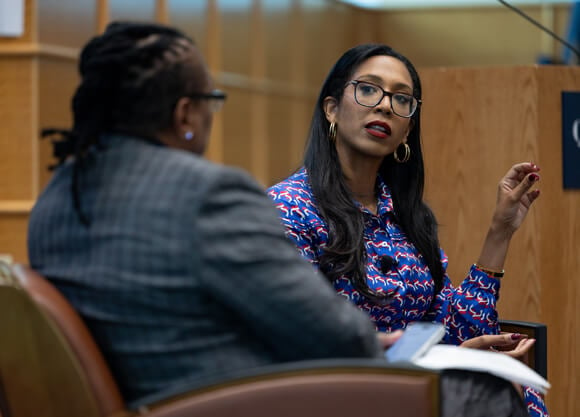 Leah Wright Rigueur speaks during Critical Conversation Speaker Series