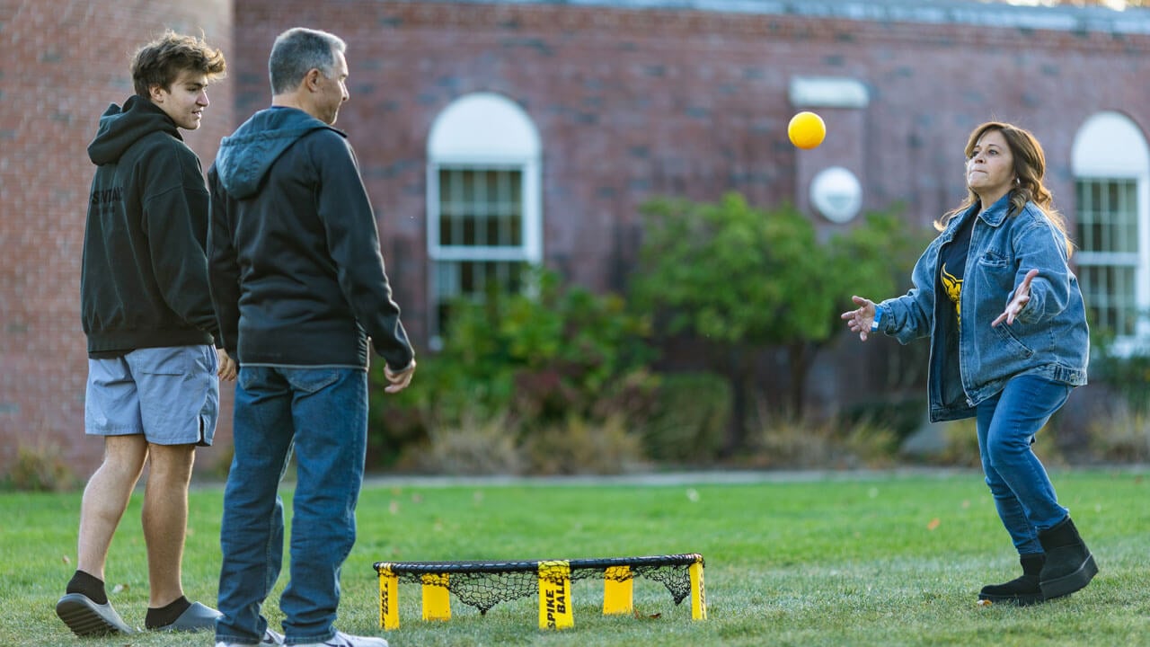 People play lawn games on at the bobcat welcome celebration on the Mount Carmel Campus.