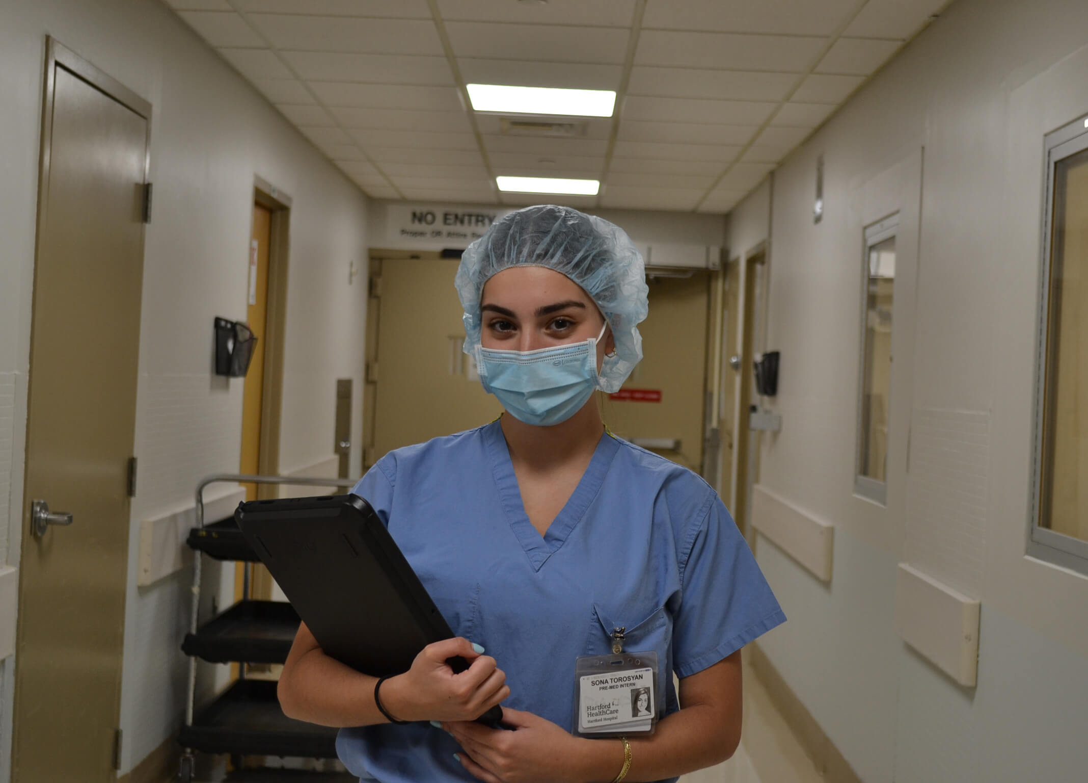 Student Sona Torosyan in a hospital working