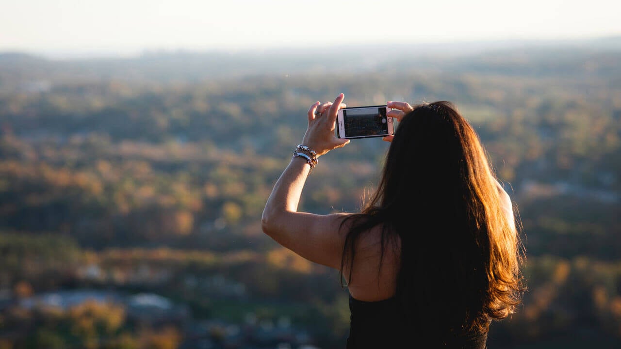 Taking picture of mountains