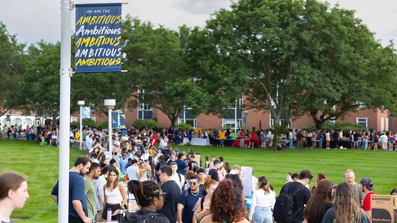 A birds eye view of the Quad during the Engagement Fair