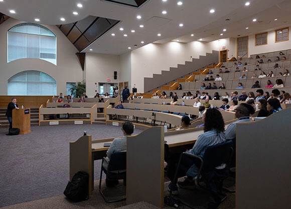 Tim Wise speaks and takes questions at a Quinnipiac University Critical Conversations event.