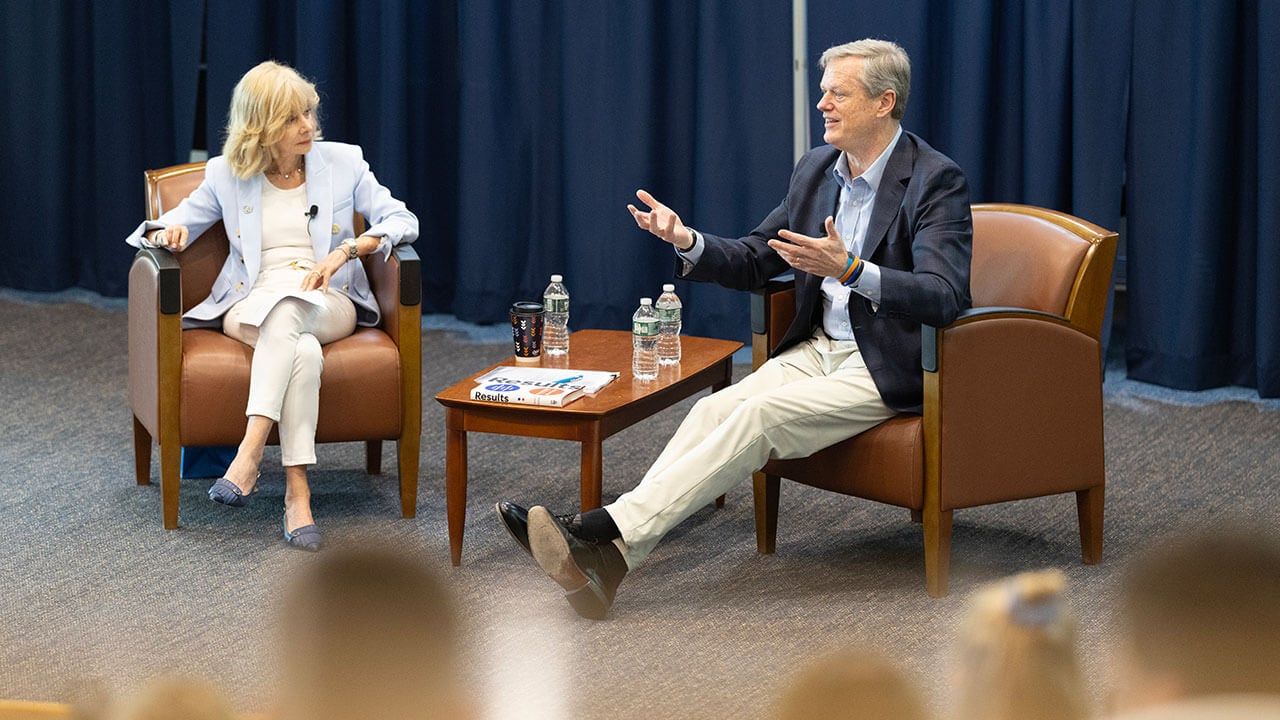 Quinnipiac President speaks with NCAA President Charlie Baker