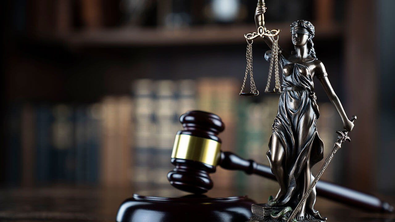 Stock photo of a gavel on a desk