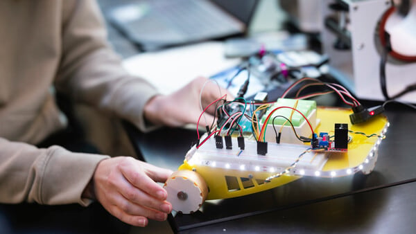 close up of a robotic car