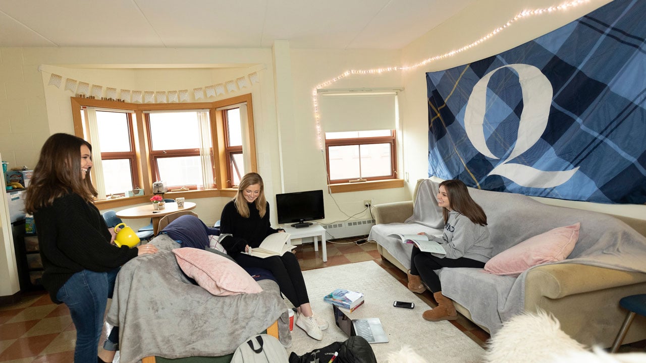 3 Girls sitting in Westview common room